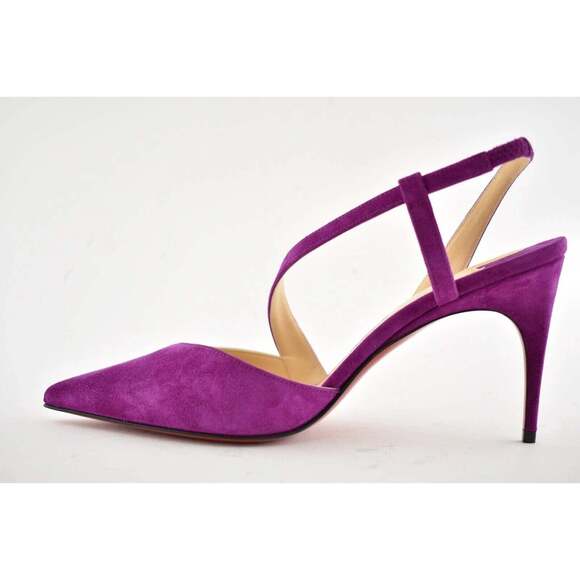 Christian Louboutin Platina 85 Pink Richelieu Cross Strap Sandal Heel Pump 40 - Picture 8 of 12